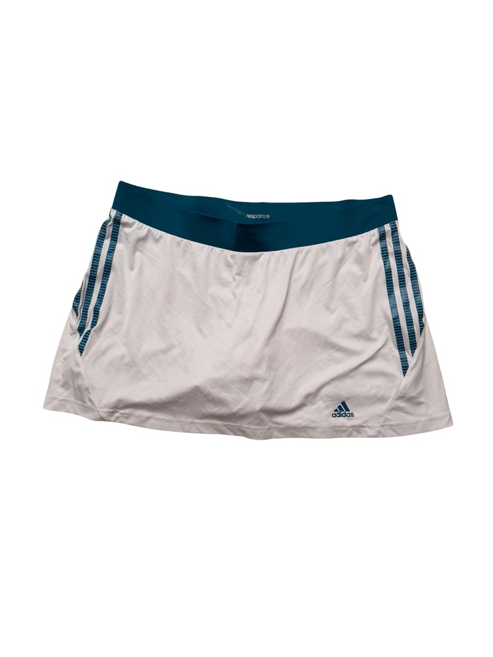 Adidas Response Climalite Tennis Pickleball Skort White Teal 3-Stripe Sz L - Picture 2 of 5